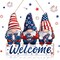 Patriotic Welcome Door Decor 4th of July Wooden Sign Red Blue White Retro Gnome Memorial Day Door Hanger Decoration for Independence Day Porch Wall Window